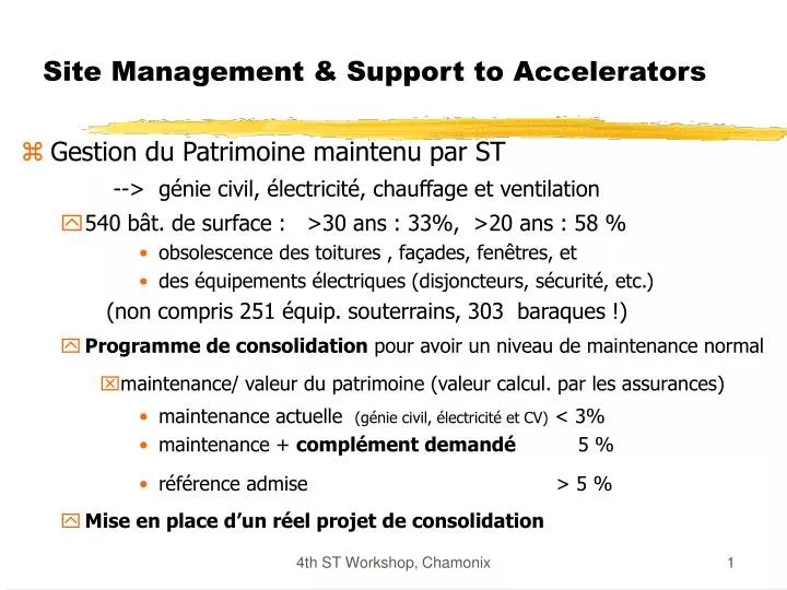 site management support to accelerators