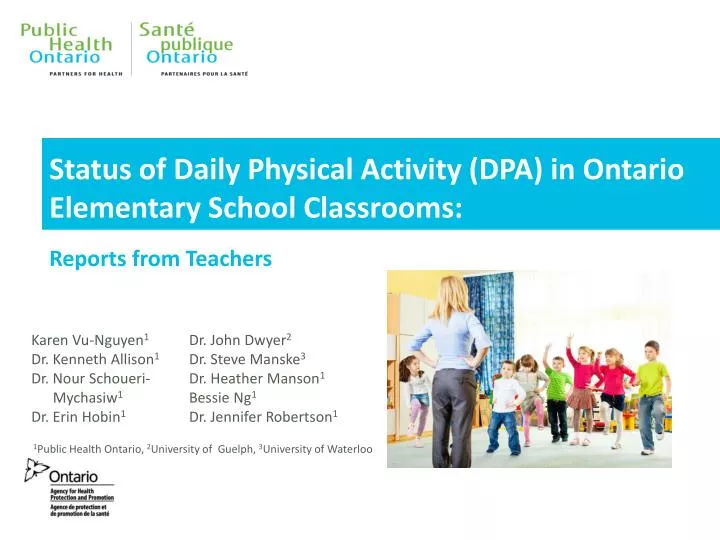 status of daily physical activity dpa in ontario elementary school classrooms