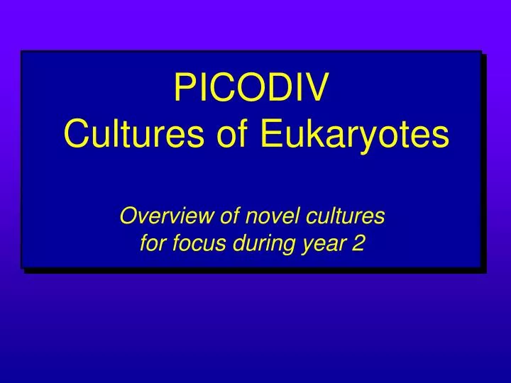 picodiv cultures of eukaryotes overview of novel cultures for focus during year 2