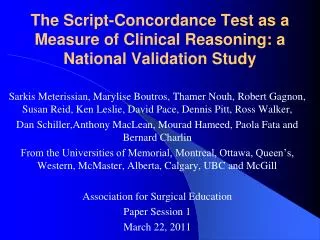 The Script-Concordance Test as a Measure of Clinical Reasoning: a National Validation Study