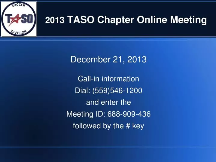2013 taso chapter online meeting