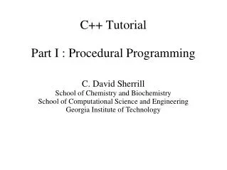 C++ Tutorial Part I : Procedural Programming