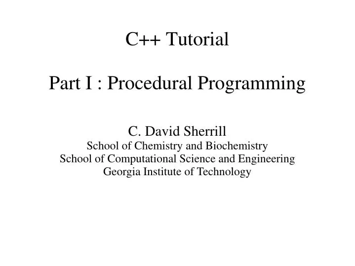 c tutorial part i procedural programming