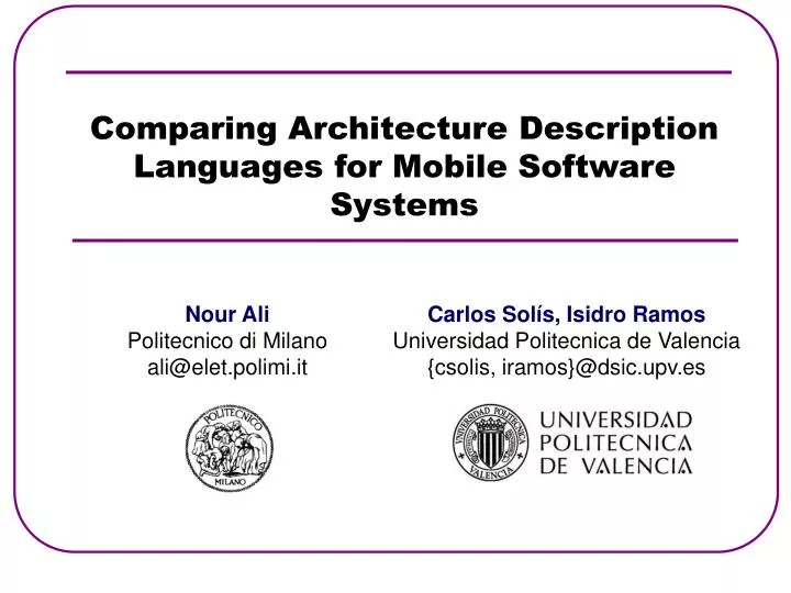 comparing architecture description languages for mobile software systems