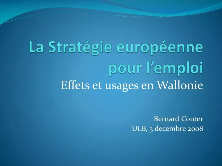 la strat gie europ enne pour l emploi