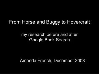 From Horse and Buggy to Hovercraft