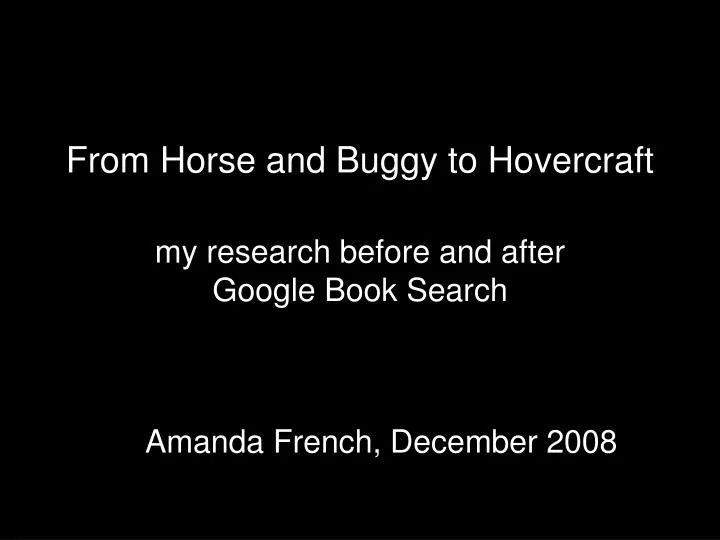 from horse and buggy to hovercraft
