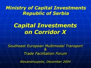 Ministry of Capital Investments Republic of Serbia