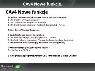 cav4 nowe funkcje