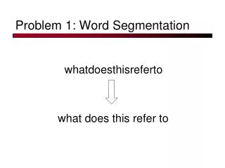 Problem 1: Word Segmentation