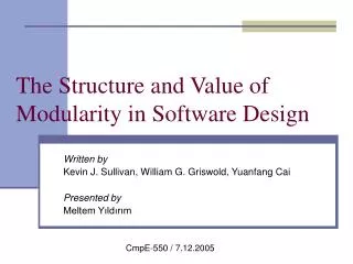 The Structure and Value of Modularity in Software Design