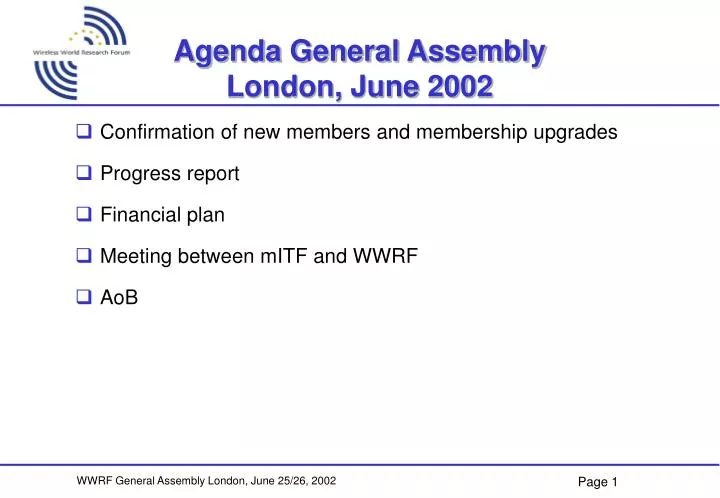 agenda general assembly london june 2002