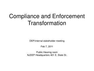 Compliance and Enforcement Transformation