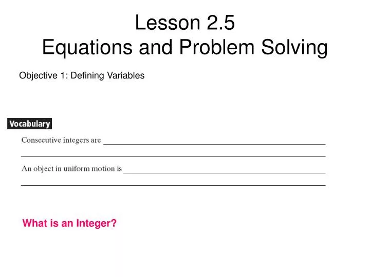 lesson 2 5 equations and problem solving