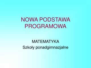 nowa podstawa programowa
