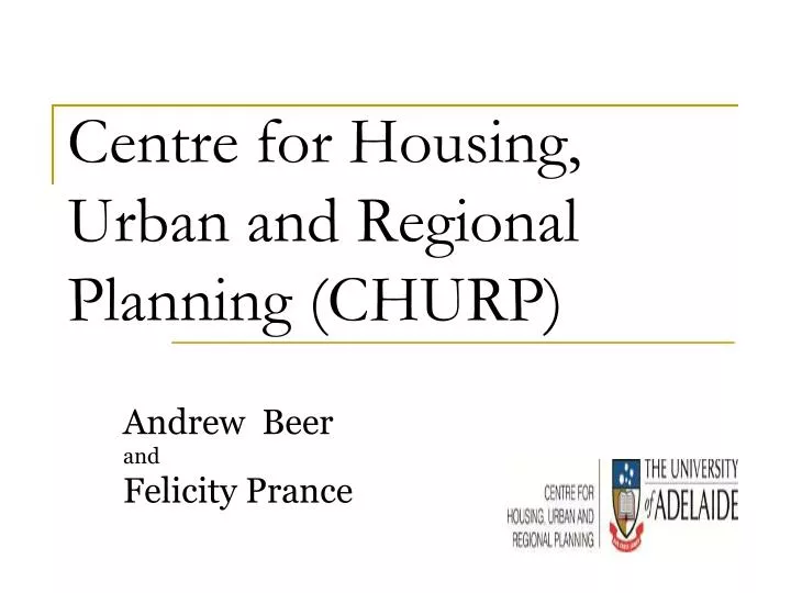 centre for housing urban and regional planning churp