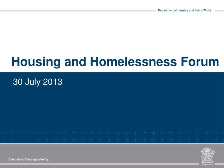 housing and homelessness forum