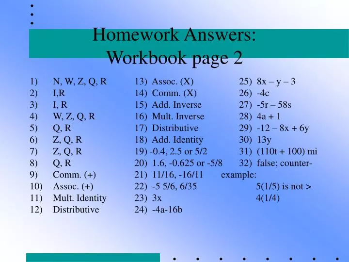 homework answers workbook page 2