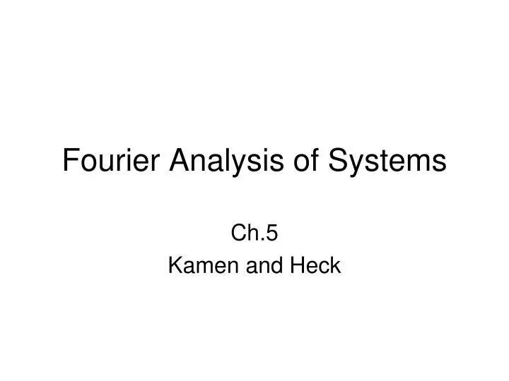 fourier analysis of systems