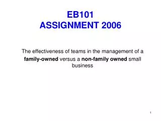 EB101 ASSIGNMENT 2006