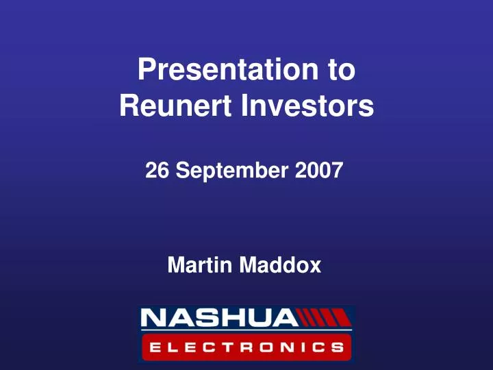presentation to reunert investors