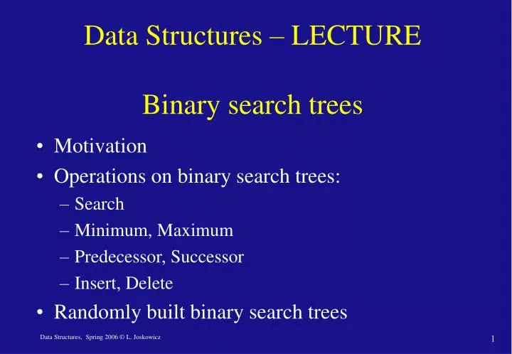 data structures lecture binary search trees