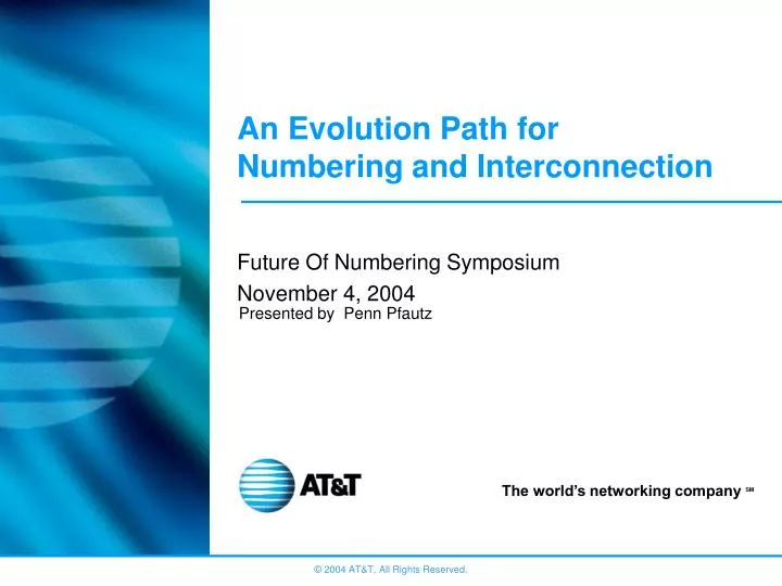 an evolution path for numbering and interconnection