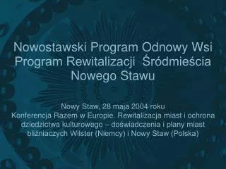 nowostawski program odnowy wsi program rewitalizacji r dmie cia nowego stawu