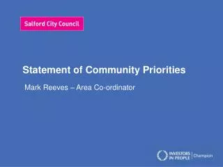 Statement of Community Priorities