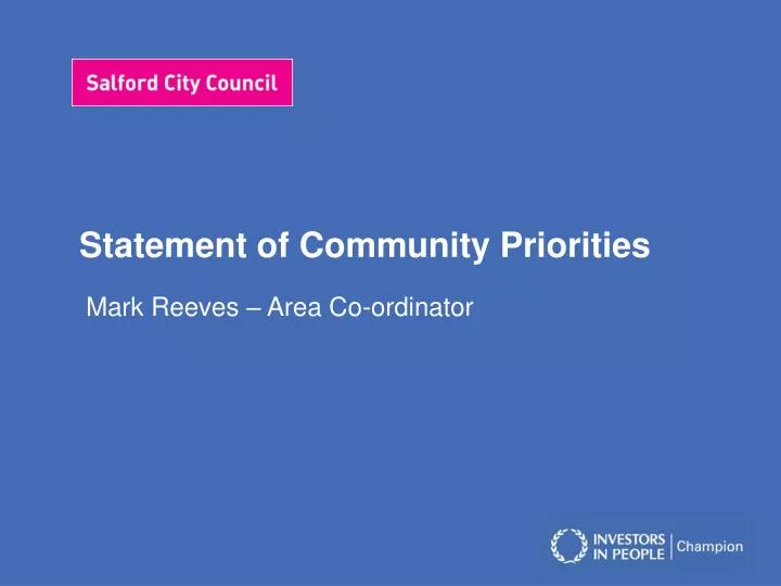 statement of community priorities
