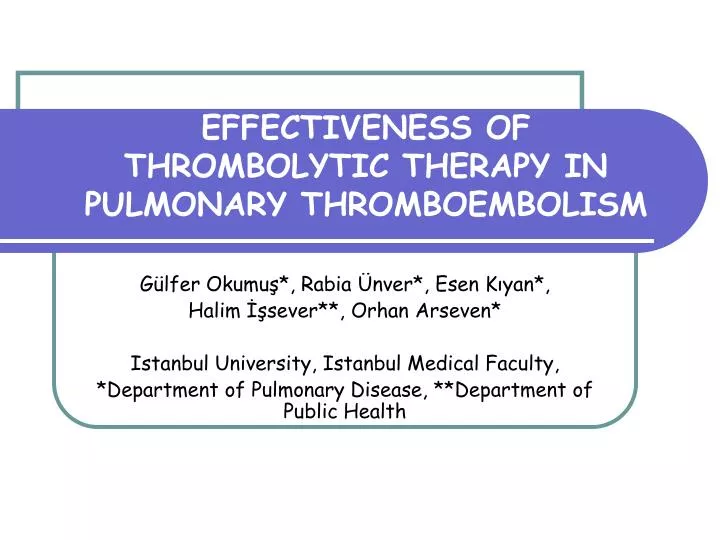 effectiveness of thrombolytic therapy in pulmonary thromboembolism