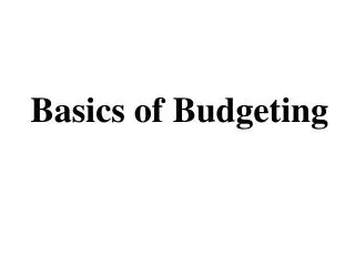 Basics of Budgeting
