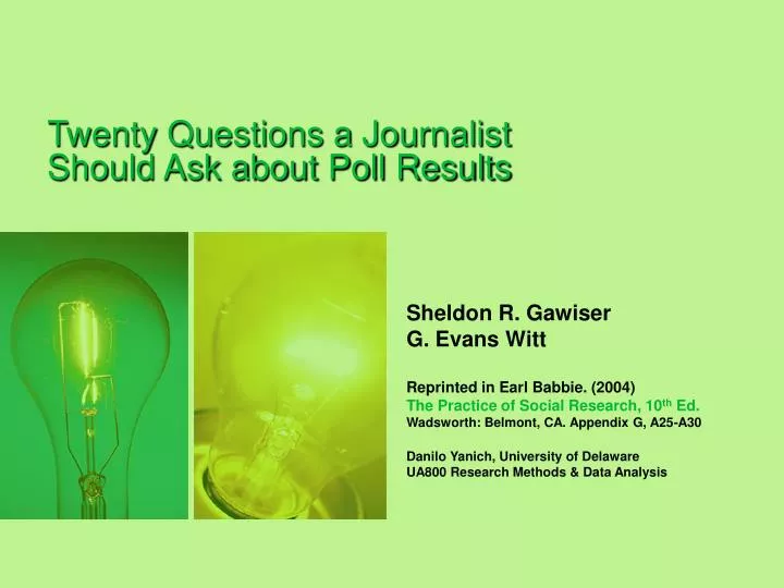 twenty questions a journalist should ask about poll results