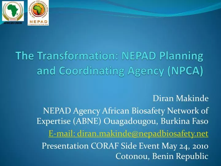 the transformation nepad planning and coordinating agency npca