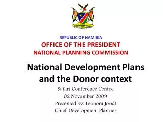 National Development Plans and the Donor context