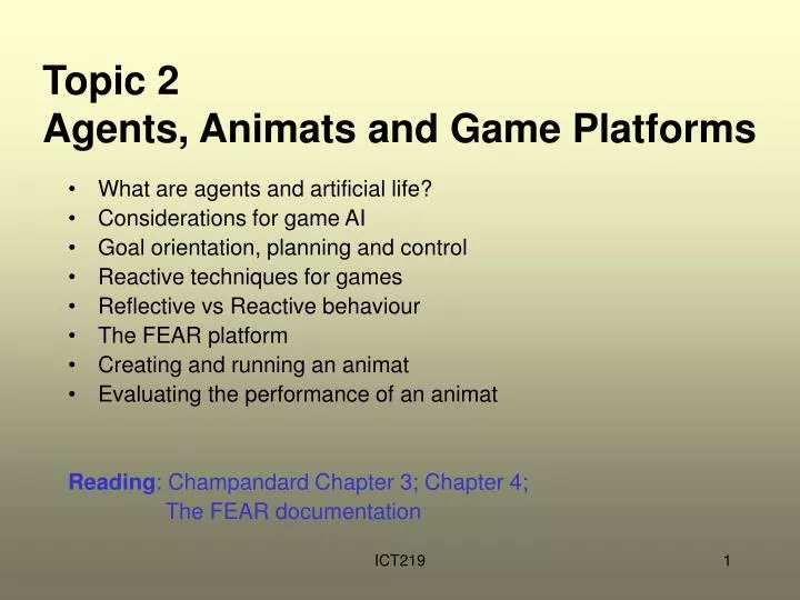 topic 2 agents animats and game platforms
