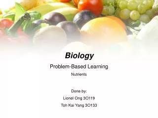 Biology Problem-Based Learning Nutrients