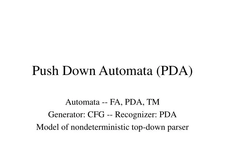 push down automata pda