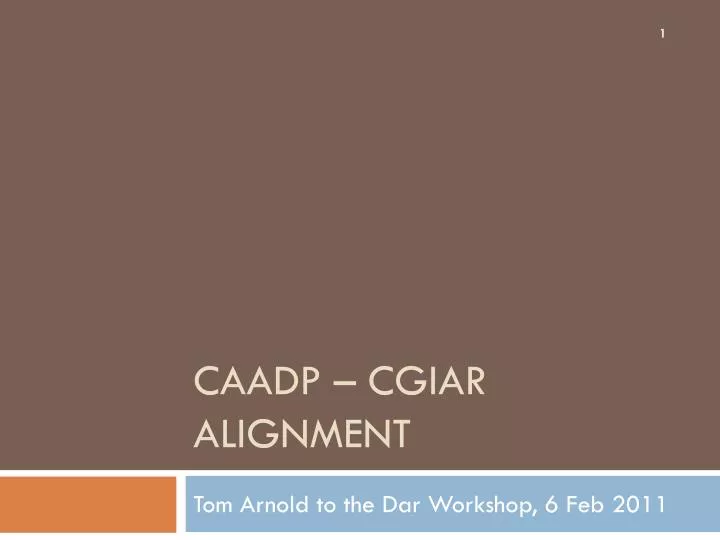 caadp cgiar alignment