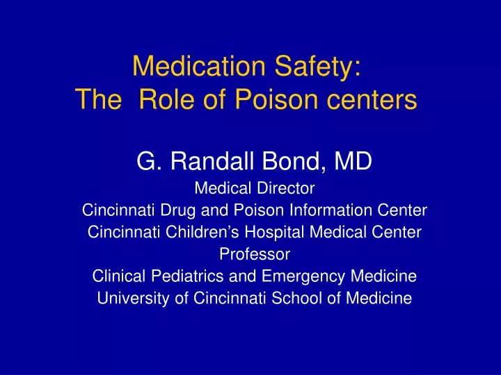 medication safety the role of poison centers