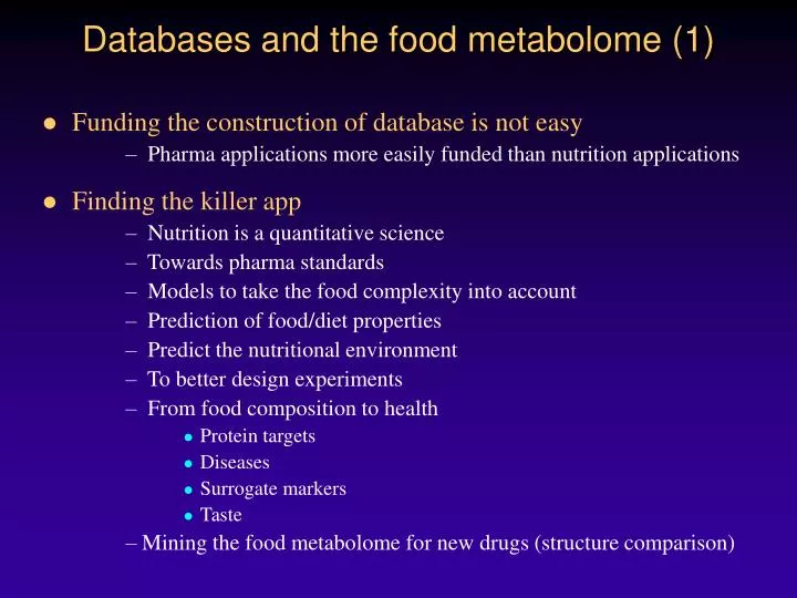 databases and the food metabolome 1