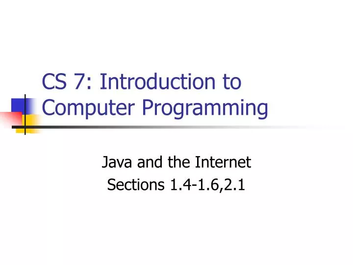 cs 7 introduction to computer programming