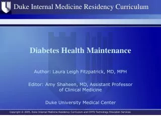 Diabetes Health Maintenance