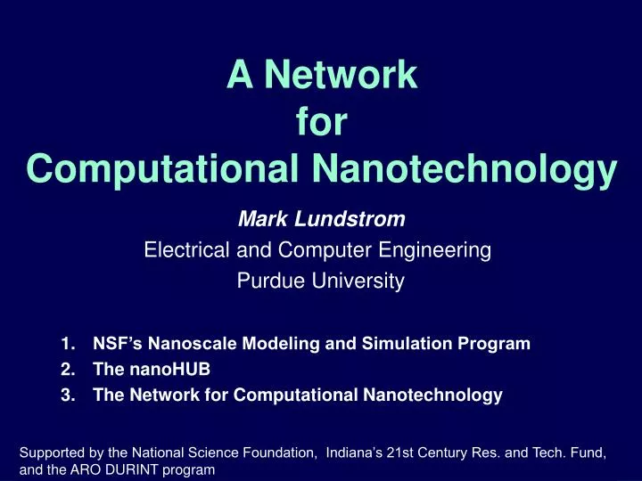 a network for computational nanotechnology
