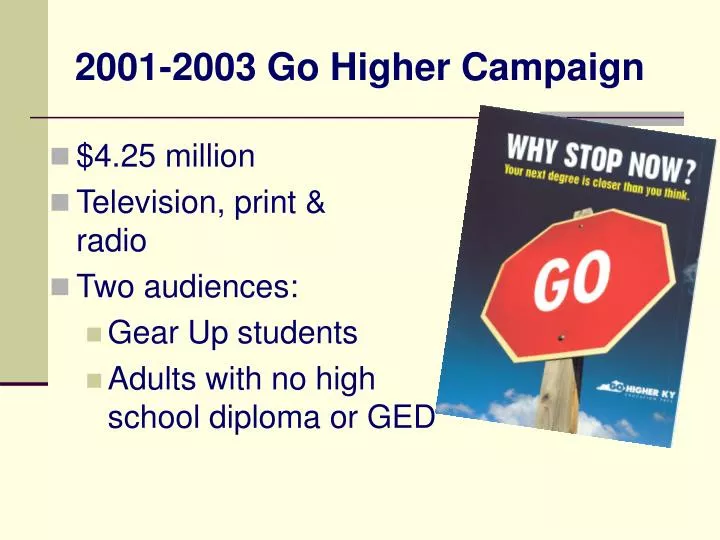2001 2003 go higher campaign