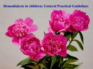 Hemodialysis in children: General Practical Guidelines