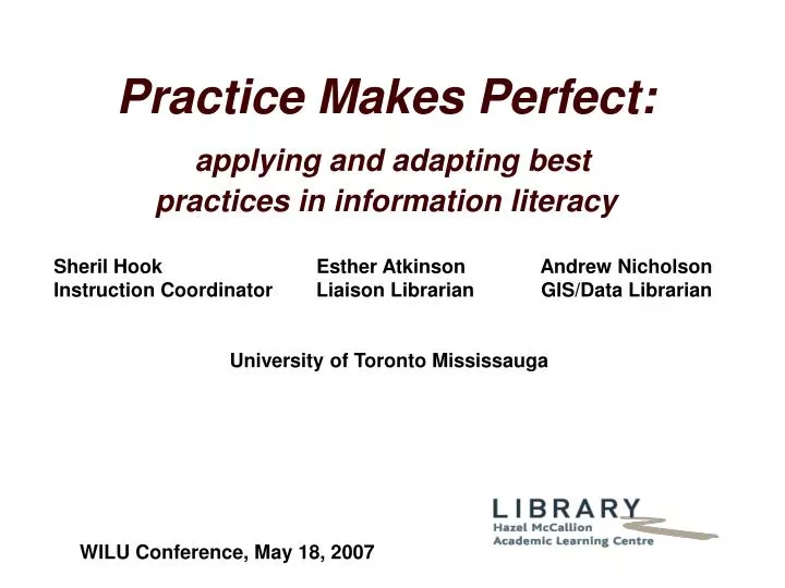 practice makes perfect applying and adapting best practices in information literacy