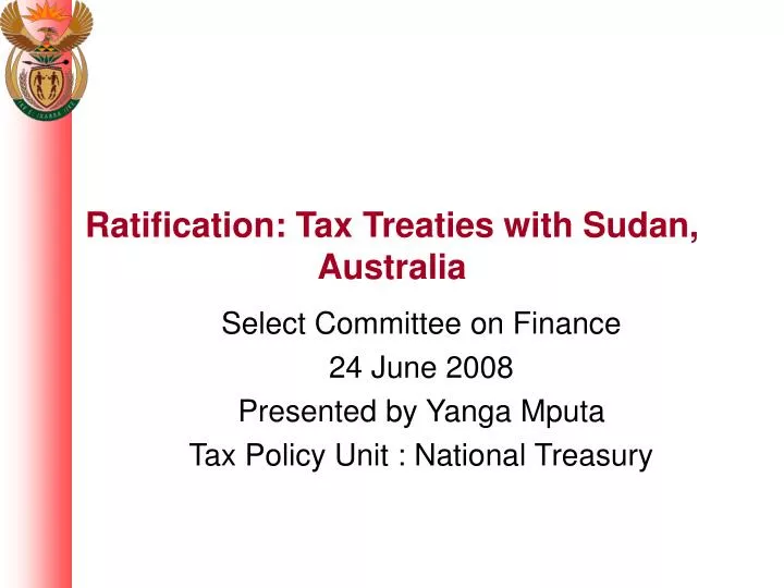 ratification tax treaties with sudan australia