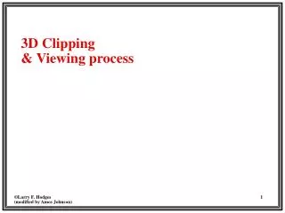 3D Clipping &amp; Viewing process
