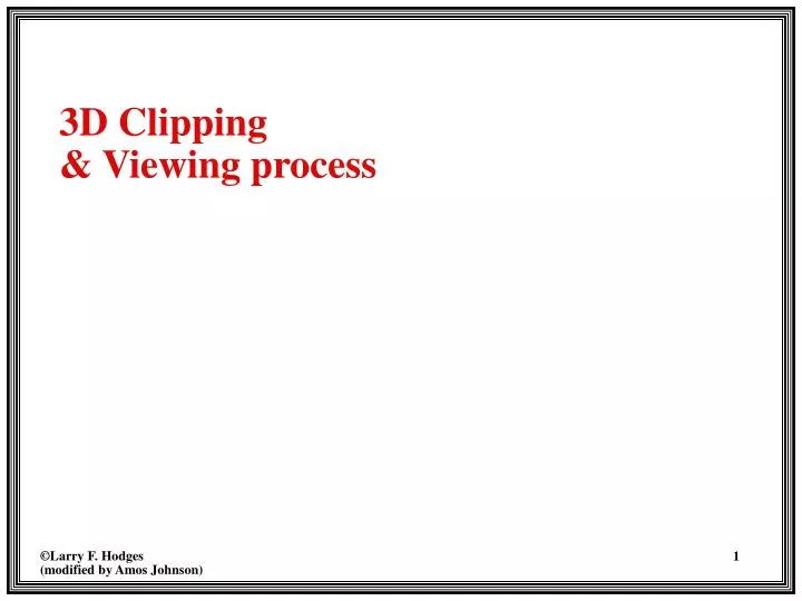 3d clipping viewing process